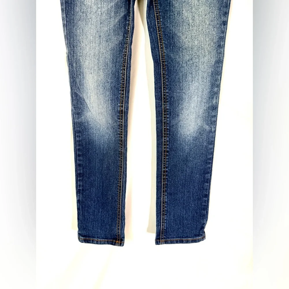 Vigoss Mid Rise Skinny Jeans With Back Flap Pockets With Orange Embroidery - Picture 3 of 14